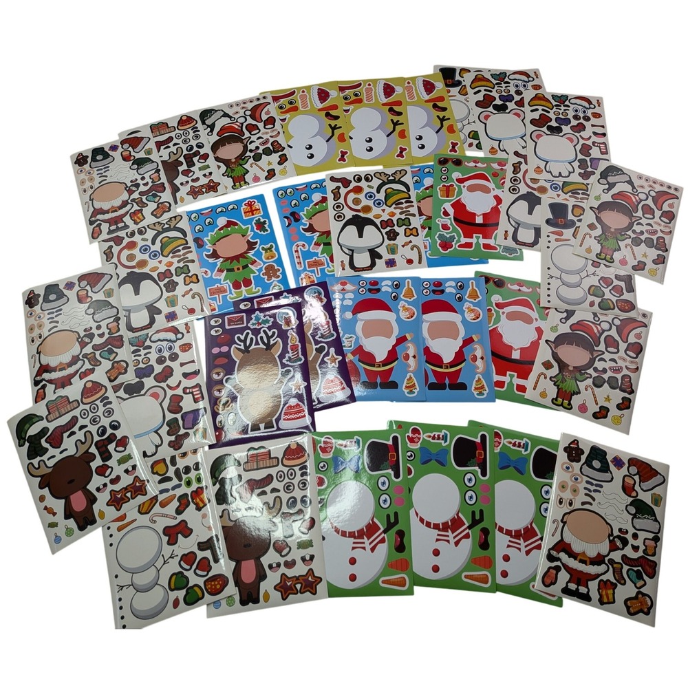 HIKUIBU 36PCS Christmas Sticker Sets Kids Santa Reindeer Snowman Penguin Crafts